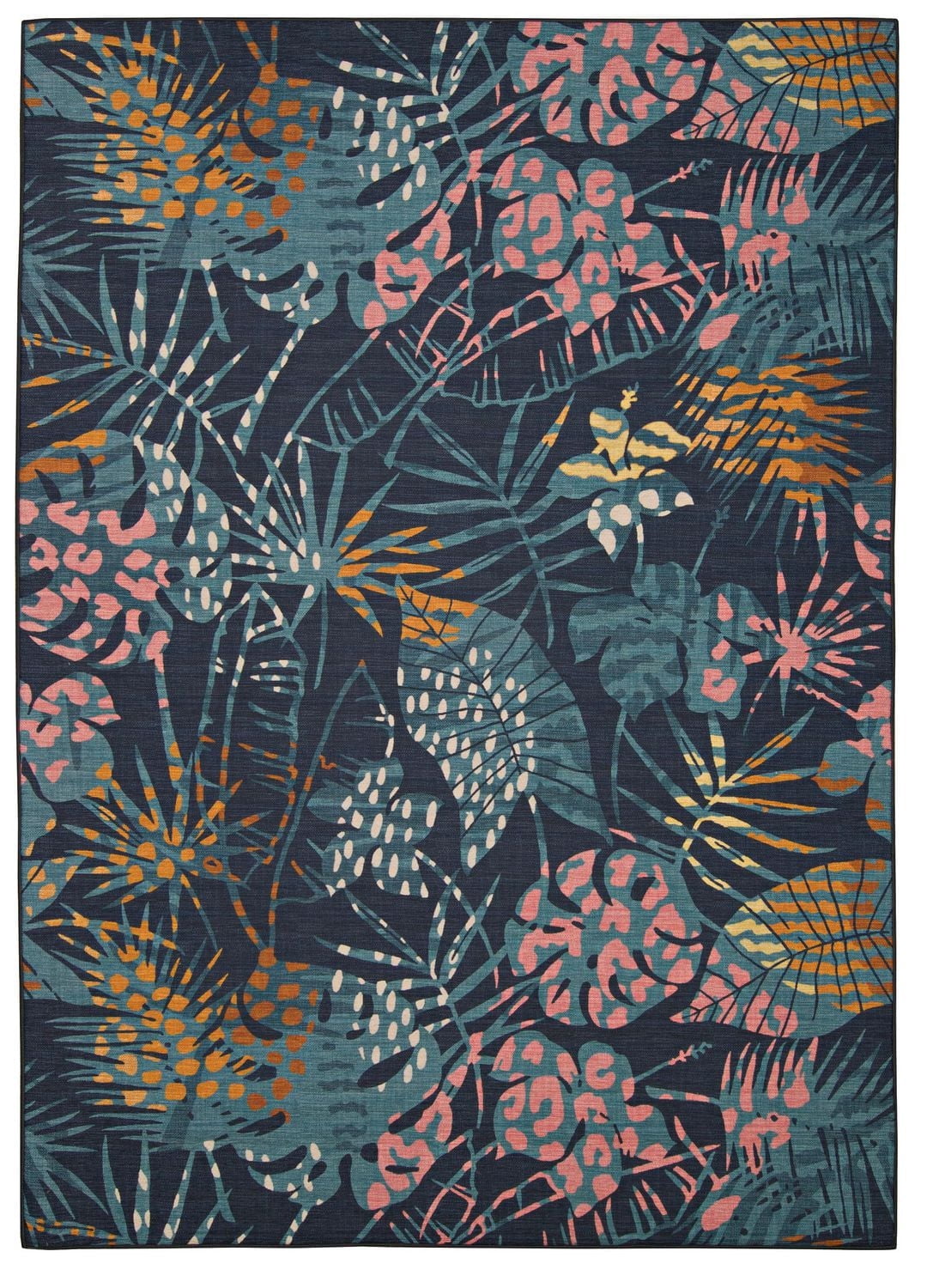 Tapis d'extérieur lavable Miramar marine & or 5 pi x7 pi
