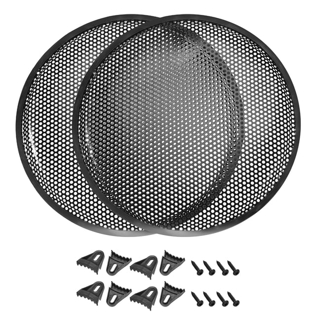 Unique Bargains 2pcs 12' Speaker Waffle Grill Metal Mesh Audio Subwoofer Guard Protector Cover with Clips, Screws