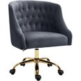 thumbnail image 1 of Meridian Furniture Arden Swivel Adjustable Gray Velvet and Gold Office Chair, 1 of 10