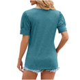 thumbnail image 3 of asjyhkr T-Shirts pour Femmes Col Rond Manches Courtes à Revers Hauts d'Été Mode 2025 Chic T-Shirts Basiques, 3 of 3