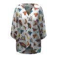 thumbnail image 4 of Fridja Womens Middle Sleeve Print Chiffon Cardigan Beach Loose Easy Tops, 4 of 6