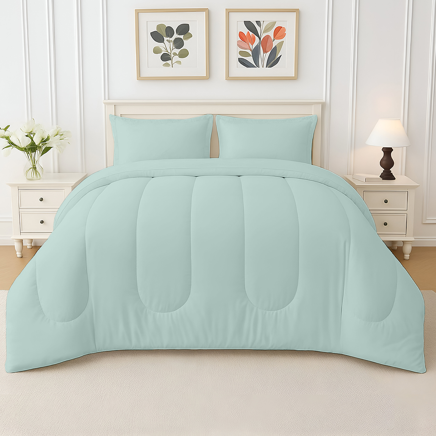 Beddora Ensemble de Couette Ultra-Douce 3 Pcs, Toutes Saisons, Sans Plis, Microfibre Légère, Hypoallergénique – Grand Gris Portuaire