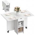 HOMCOM Foldable Dining Table, Drop Leaf Table with Storage for Kitchen