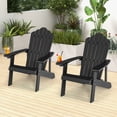thumbnail image 3 of Patiojoy Chaise Adirondack 4 Pcs Hanches Chaise Adirondack avec Porte-Gobelet Grain de Bois Réaliste Chaise d'Extérieur Résistante aux Intempéries pour Capacité de Poids de 380 Lb Noir, 3 of 10