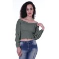 thumbnail image 3 of Moomaya Off-Shoulder Crop Top Smocked Waist Summer Casual Top For Womens, 3 of 4