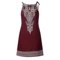 thumbnail image 4 of HKEJIAOI Robes de Plage pour Femmes Offres Liquidation Cadeau de la Saint-Valentin Femmes Mode Décontractée à Bretelles Imprimée Aguichant Sans Manches Coupe Courte Robe Bordeaux, 4 of 5
