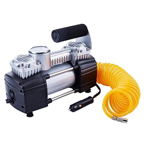 TIREWELL 12V Tire Inflator-Heavy Duty Double Cylinders Direct Drive Metal Pump 150PSI, Compressor with Battery Clamp and 5M Extension Air Hose, SUVs/Trucks/Vans/RVs