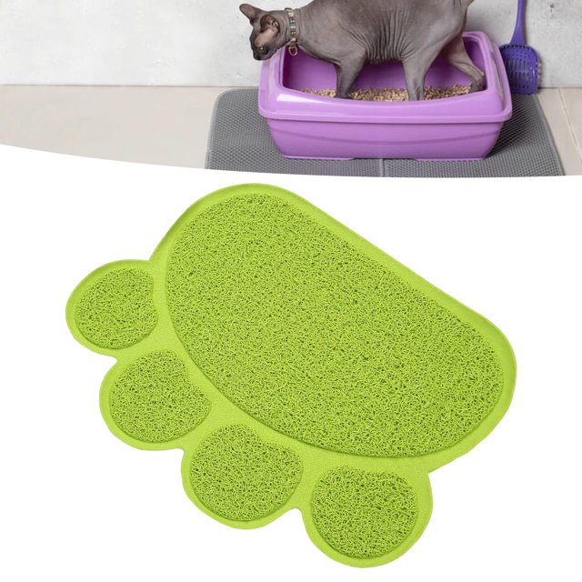 Tapis de Litière pour Chat Antidérapant Imperméable en Forme de Patte Douce en PVC pour Sol Intérieur