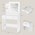 thumbnail image 2 of Vanity Desk with Mirror & Lights, Makeup Table with Charging Station, 3-Color LED, Hairdryer Holder & Storage Shelves, Includes Stool, 2 of 8