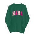 thumbnail image 4 of Culottes pour Femmes Chandail Maman Femmes Surdimensionné Paillettes Patch Maman Chandails à Col Rond Maman Imprimé Manches Longues Ample Mode Chandail TP Vert, 4 of 7