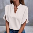 thumbnail image 2 of AherBiu Hauts pour Femmes Robe Décontractée Col en V Manches Courtes Été Couleur Unie Coupe Ample Blouse Confortable Hauts, 2 of 5