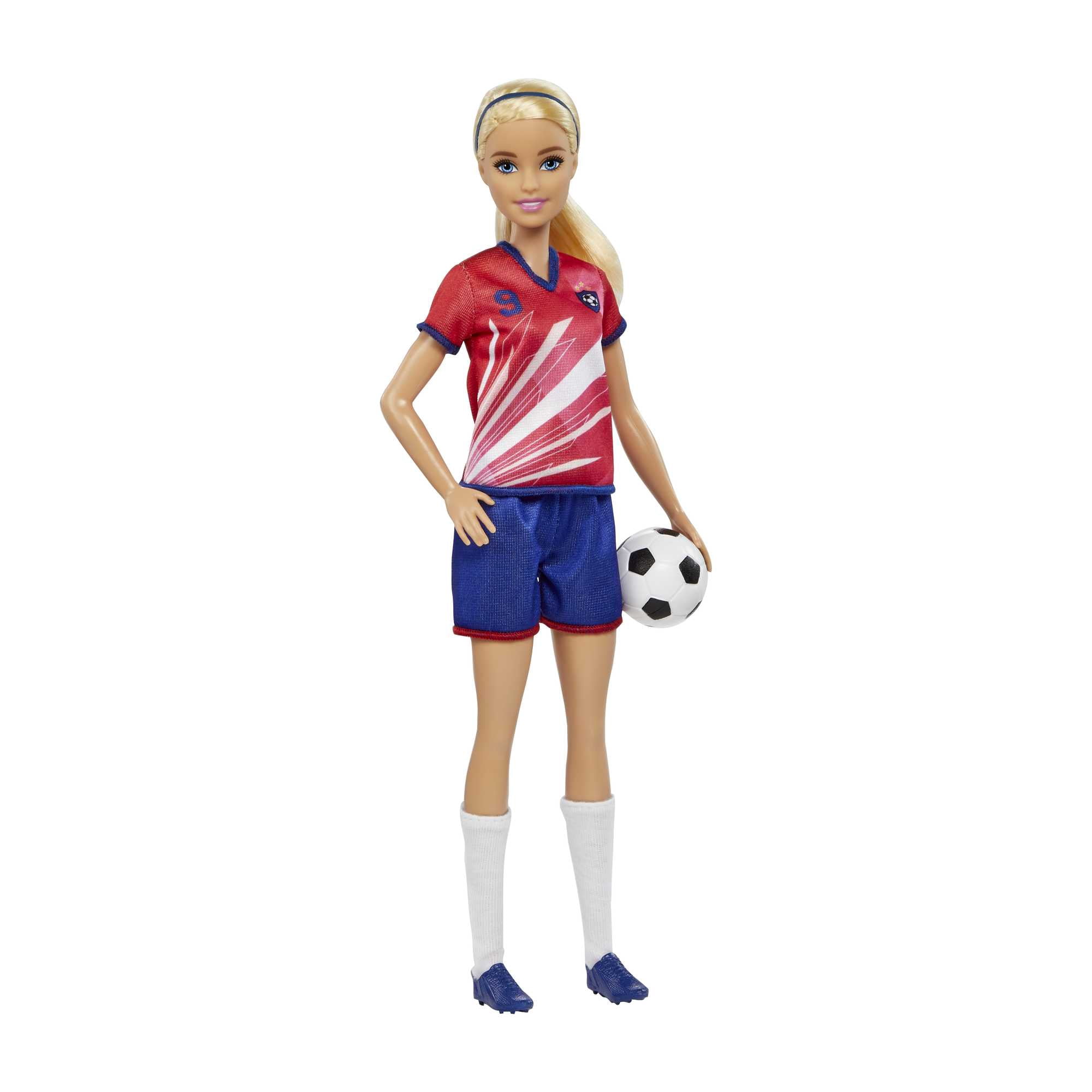 Barbie – Joueuse de soccer, blonde, uniforme 9, ballon de soccer