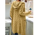 thumbnail image 4 of Women Hooded Open Front Cardigan Cable Knit Sweaters Solid Chunky Long Sweater Coats with Pockets, 4 of 5
