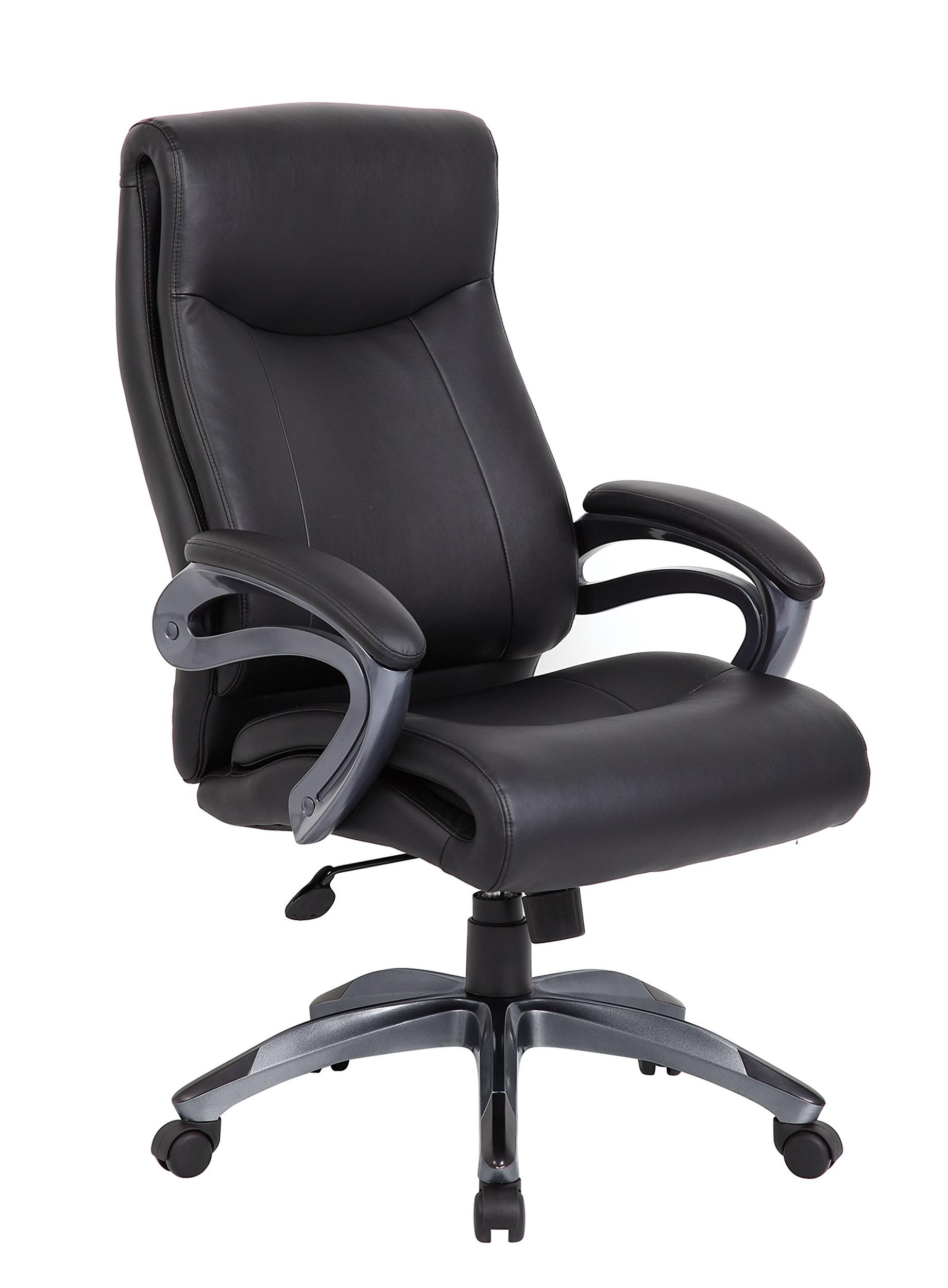 Boss Office Products Double Layer Leather Executive Office Chair in Black
