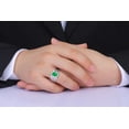 thumbnail image 2 of RYLOS Men's Rings 14K White Gold Rings Classic Designer Style 9X7MM Oval Gemstone & Diamond Ring Emerald May Birthstone Rings For Men Size 11, 2 of 7