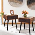thumbnail image 2 of Costway Set of 2 Mid-Century Accent Bedside Table W/ Drawer Rustic Brown, 2 of 10