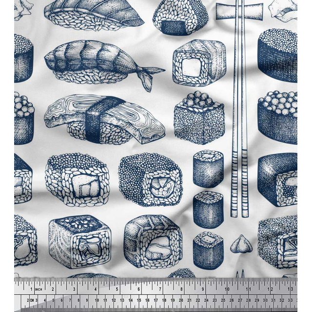 Soimoi Rayon Fabric Grains & Fish Food Print Fabric by The Yard 42 Inch Wide