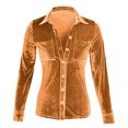 thumbnail image 4 of Plebaso Women's Velvet Long Sleeve Button down Shirts Fall Winter Tops Womens Dressy Blouses with Pockets, 4 of 5