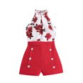 thumbnail image 2 of LSLJS Ensemble Décontracté Sans Manches pour Filles, Col Rond, Bretelles, Short Imprimé Bouton, Débardeur, Vêtements d'Été, Tendance 2024, 2 of 9