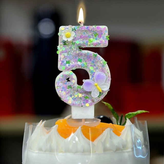 ZZkhGO Number Birthday Cake Candles, Multicolor First Birthday Candle Flower, Wax Digital Candles for Celebration Party