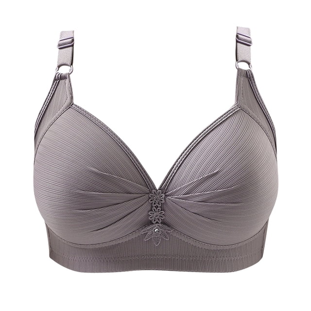 Bras No Padding Clearance Supportive Bra Women Lace Back Button Shaping Cup Adjustable Shoulder Strap Large Size Bra Comfort Bra Lace Bra Wirefree Bras for Women New Gray