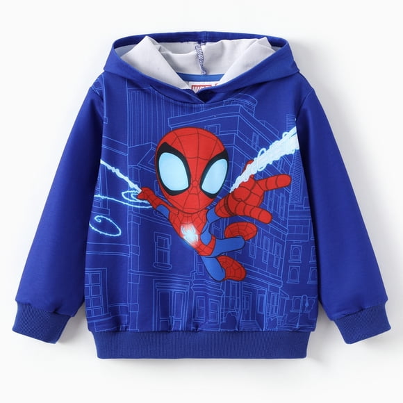 Marvel Spider-Man Chandails à Capuchon pour Garçons Peter Parker Bleu Graphique Chandails à Enfiler Hauts Chandails d'Halloween Tout-Petits Enfants 4-5T