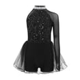 thumbnail image 1 of TTAO Robe Justaucorps de Danse Jazz à Sequins pour Filles, Manches Longues, avec Strass, Tutu de Danse Ballet, Noir 12, 1 of 4