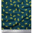 thumbnail image 1 of Soimoi Blue Poly Georgette Fabric Yellow Flower & Dots Decor Fabric Printed Yard 42 Inch Wide, 1 of 5