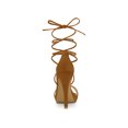 thumbnail image 2 of BLISSFUL STEP Sandales pour Femmes Talons Aiguilles Talons Plateforme Sandales à Lacets Brun 10, 2 of 7