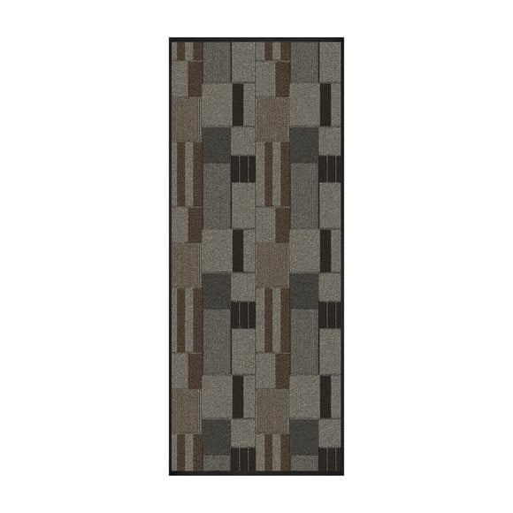 Mainstays Brick Tufted 2x5 Utility Runner, vinyl backing, easy to clean, Non-Slip, Geo Pattern, indoor/outdoor, Taupe-Grey-Brown, Ideal for Hallway, Kitchen, Mudroom, Laundry Room & Door Entrance