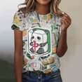 thumbnail image 2 of LUOGENLI T-shirts pour Femme pour Femmes T-shirts Classiques Quotidiens à Manches Courtes Rétro Mah-Jong Tendance Décontracté Col Rond T-Shirt T-shirts pour Femmes T-shirts Graphiques T-shirts Fête de la Saint-Patrick Blanc P, 2 of 4