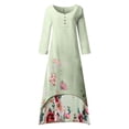 thumbnail image 4 of Robe Maxi d'Été pour Femmes à Manches Mi-Longues, Col, Décontractée, Ample, Longue, de Plage, à Boutons, Grande Taille, Robe Bohème, Robe Soleil, Froncée, Fluide, Longue pour Femmes, 4 of 5