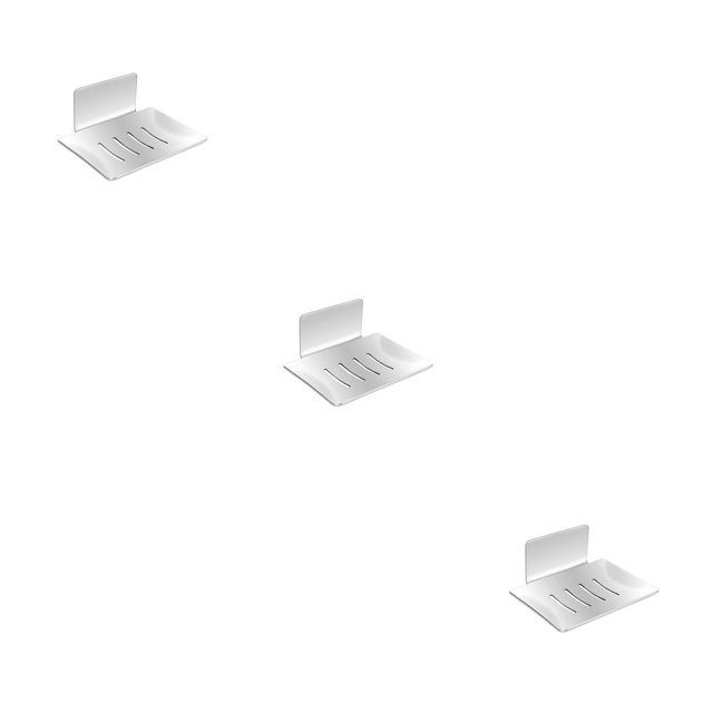 Maytalsory Support de Toilette Porte-Savon Support de Bain Sans Perçage Accessoires Ménagers Blanc Mat Ensemble de 3