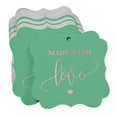 thumbnail image 3 of Inkdotpot Real Rose Gold Foil Made With Love Wedding Tags Favor Bracket Shape Hang Pack Of 50 Paper Tags, 3 of 7