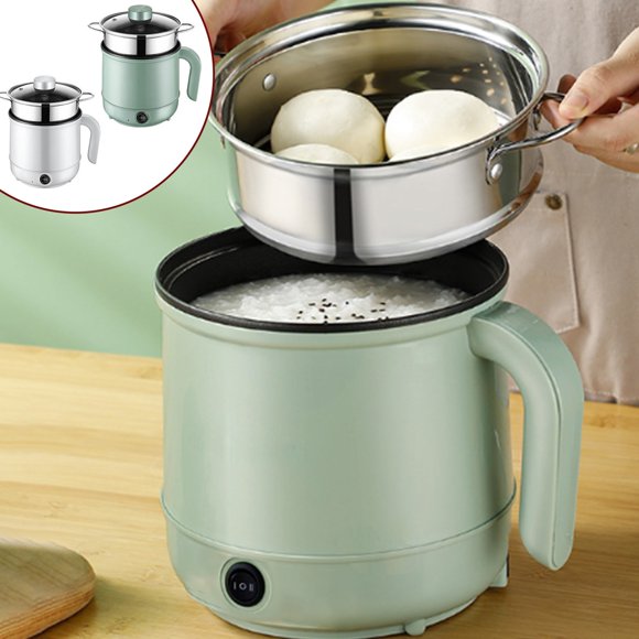 Iumwxz Smart Home Appliances Hot Pot 1.7 Liter Wok with Steam Compartment 2 Speed Heat Setting Dorm/Office/Travel Mini Hot Pot Multifunctional Frying Pan Energy-Saving Green Plastic Reduced Price