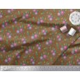 thumbnail image 2 of Soimoi Modal Satin Fabric Leaves & Periwinkle Floral Print Fabric by the Yard 42 Inch Wide, 2 of 3