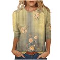 thumbnail image 2 of Hauts pour Femmes T-shirt Ample Imprimé de Mode pour Femmes Blouse à Manches 3/4 Col Rond Hauts Décontractés Hauts pour Femmes Manches 3/4 en Liquidation, 2 of 5