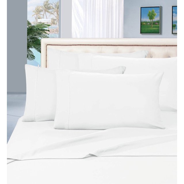 Mocassi ® Ensemble de Draps de Luxe en Microfibre Brossée 1500 Fils Prestige Collection, Grand Lit, Blanc