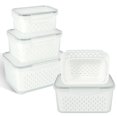 thumbnail image 2 of EASTIN 3pcs Fruit Storage Containers for Fridge  Produce Saver Vegetable Container with Drain Colanders - Refrigerator Organizer for Lettuce Berry Keepers (White), 2 of 11
