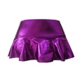 thumbnail image 3 of VUPSGEZ Short Mini Skirts For Women Trendy High Waisted Leather Pleated Solid Ruffle Skirt (Purple,M), 3 of 4