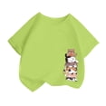 thumbnail image 1 of T-shirt d'Été à Manches Courtes et Col Rond Imprimé Mode Mignon pour Filles Juniors Petites Filles Crop Top 4t, 1 of 4