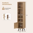 thumbnail image 3 of Gymax 6-Tier Tall Narrow Bookcase w/ Adjustable Shelf & Boho Style Rattan Door, 3 of 10