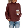 thumbnail image 2 of Kcodviy Womens Autumn Winter Knit Oversized Pullover Sweaters for Women Graphic Sweater Thick Thread Pullover Bubble Sleeve Sweater Turtleneck Sweater, 2 of 5