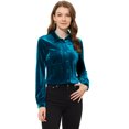 thumbnail image 1 of INSPIRE CHIC Chemise en Velours pour Femme à Col Pointu avec Poche Bleu Royal G, 1 of 5