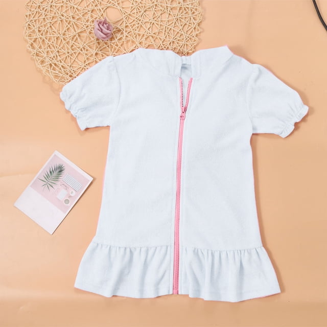 Girls Swim Cover Up Kids Swimsuit Coverup Zip-Up Beach Bathing Suit Robe
