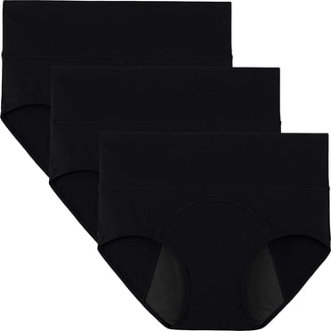 INNERSY Period Underwear for Women High Waisted Postpartum Maternity Panties 3-Pack (S, Black)
