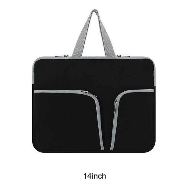 Housse pour Ordinateur Portable Imperméable, Étui d'Ordinateur Portable, Sac Pochette de Transport, Protecteur, Compartiments Réutilisables, Rangement d'Affaires, Noir 14 Pouces. une Housse Noire Imperméable pour Ordinateur Portable Fabriquée en Tissu de Plongée durable, Conçue pour un Usage Professionnel et Décontracté. Comprend des Compartiments à Double Fermeture Éclair pour un Rangement Organisé, des Poignées Robustes pour la Portabilité, et une Fermeture Éclair Sécurisée pour Protéger un Ordinateur Portable de 14 Pouces de la Poussière, de l'Eau et des Égratignures.