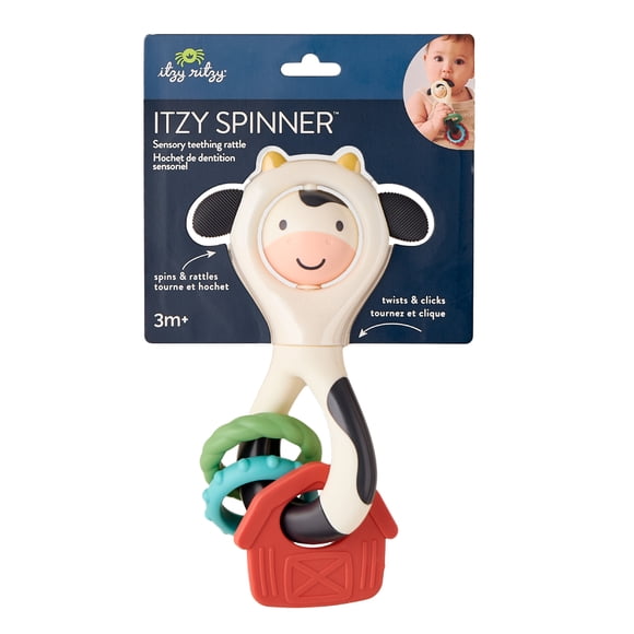 Itzy Ritzy Itzy Spinner™ Cow Baby Spinner Toy, Suction Cup Spinner, for Infants, 6+ Months