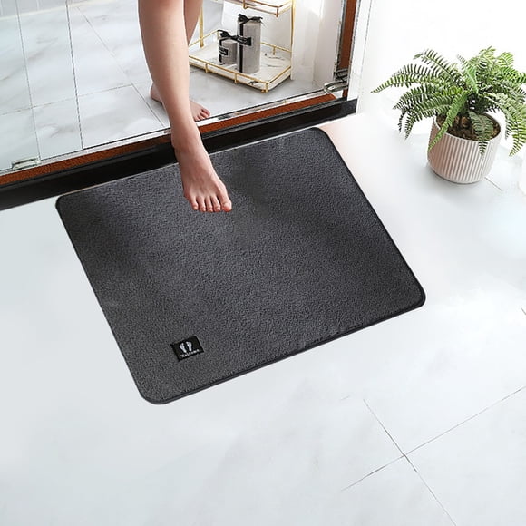 Tapis de Salle de Bain, Xinsrenus Super Absorbant à Séchage Rapide avec Endos en Caoutchouc Doux, Tapis de Bain pour Plancher de Salle de Bain, Baignoire, Douche, Buanderie, Gris Foncé
