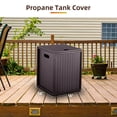 thumbnail image 3 of Weatherproof Propane Tank Cover Table with Handles – Outdoor 20lb Gas Tank Storage Hideaway for Fire Pits & Grills – Patio Side Table – Bronze-Imitation Rattan, 3 of 6
